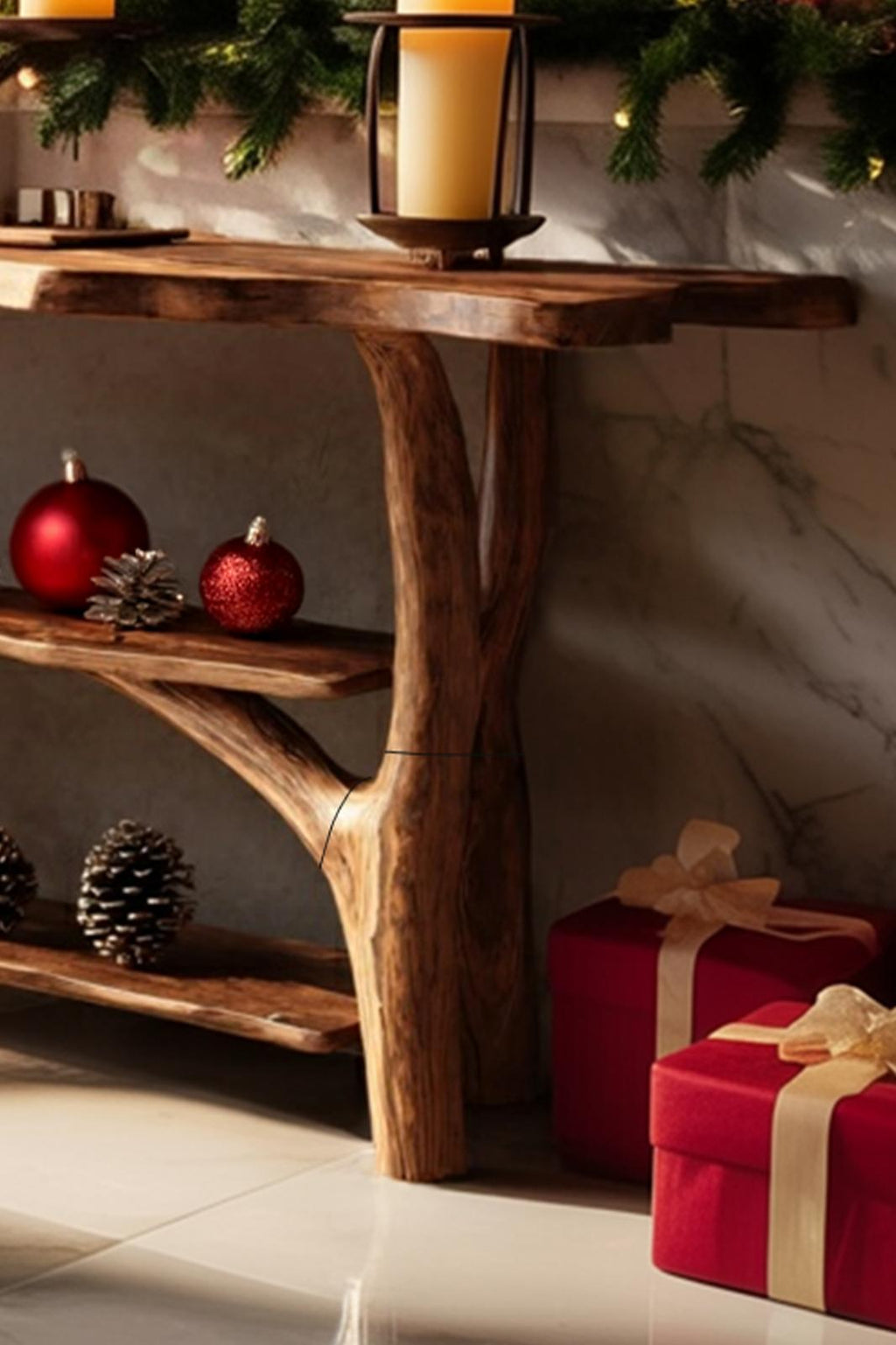 Handcrafted Live Edge Entryway Table, Rustic Solid Wood Slab Console Table, Behind Sofa Table for Living Room