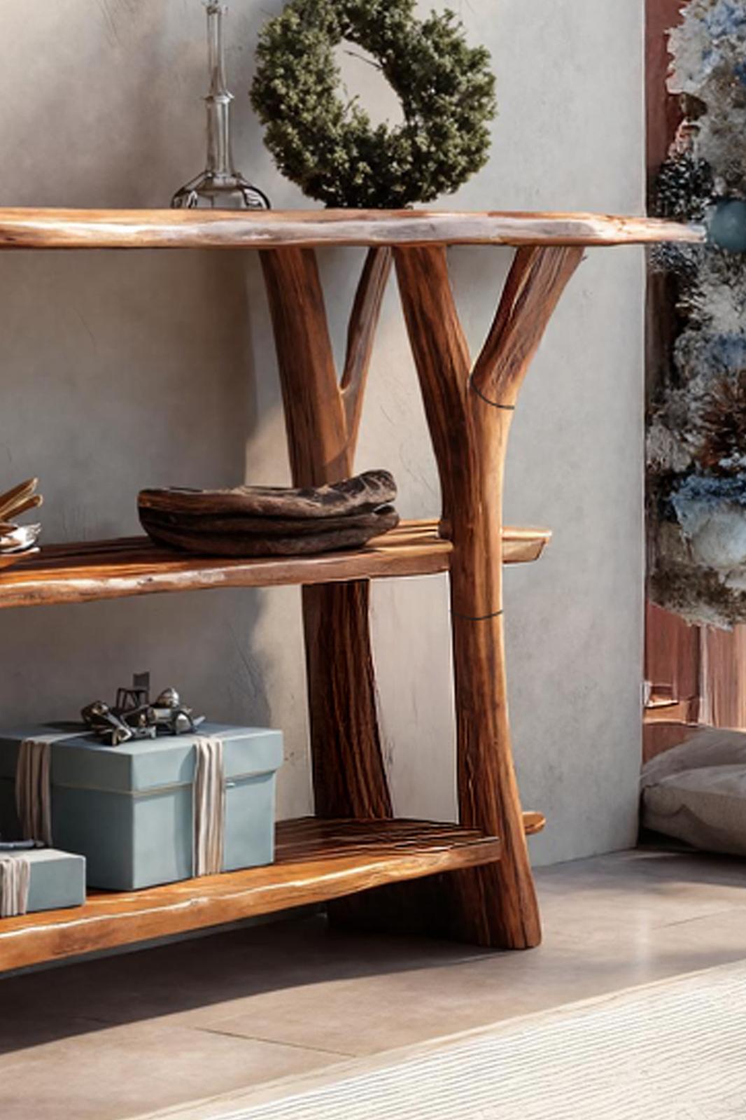Modern Live Edge Wooden Console Table, Hardwood Slab Sofa Table, Rustic Contemporary Entryway Table