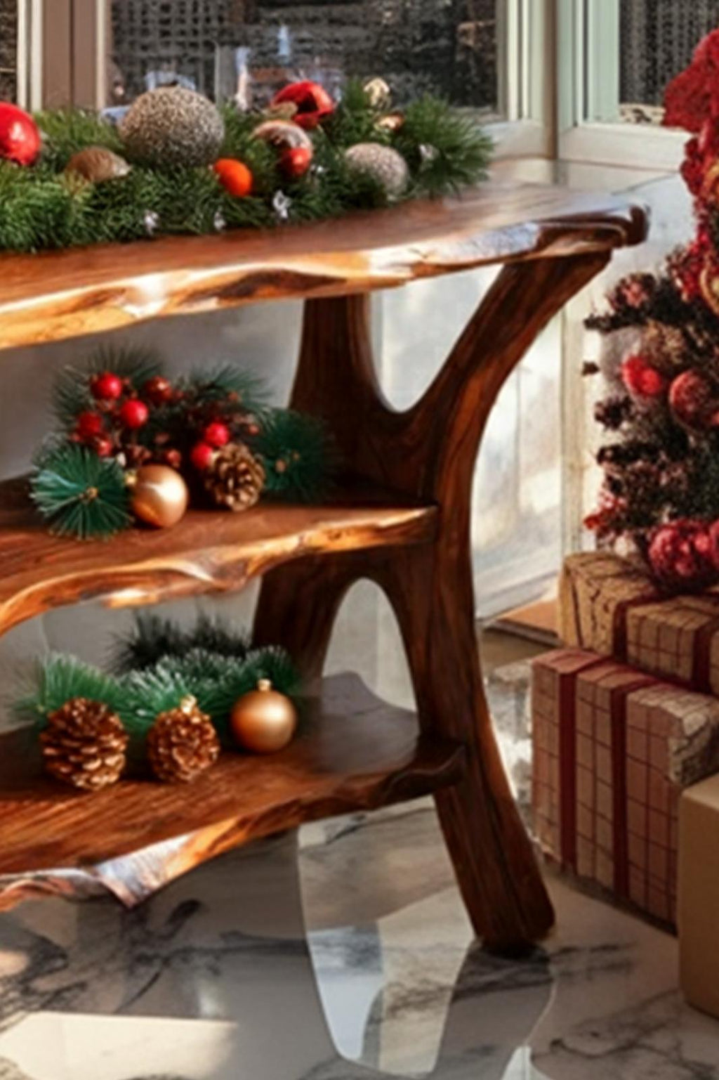 Farmhouse Live Edge Wooden Console Table, Rustic Slab Entryway Table, Handmade Solid Wood Sofa Table for Bedroom