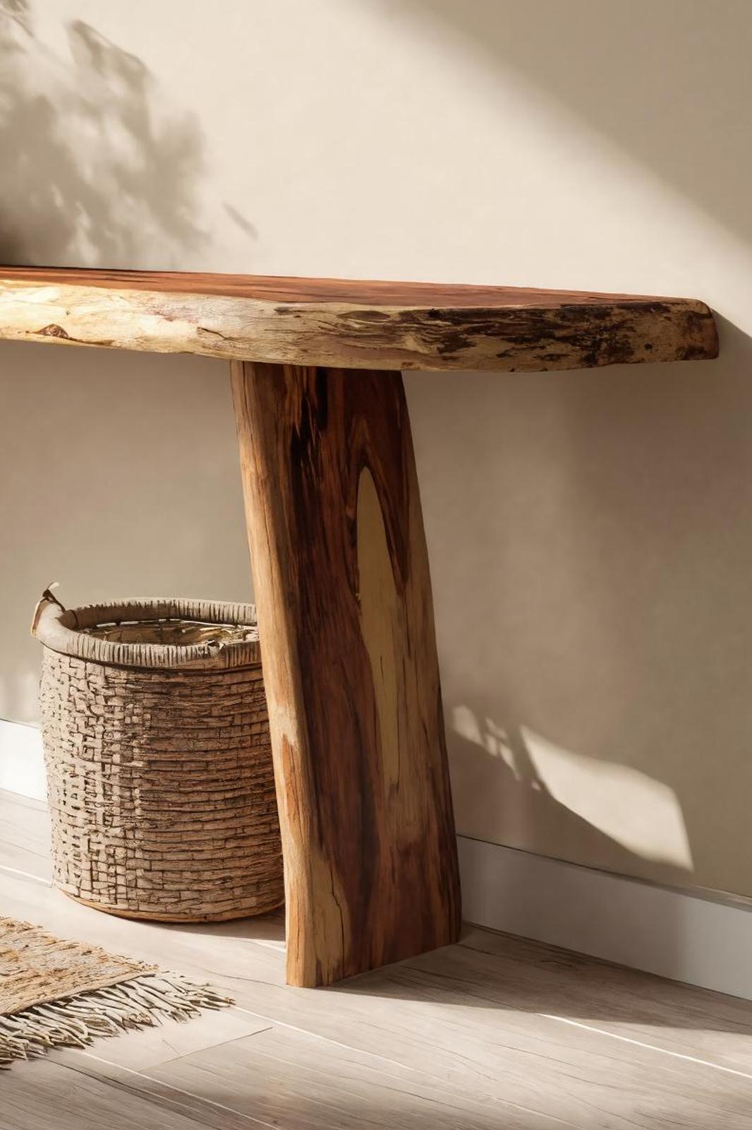 Spry Interior Handcrafted Live Edge Entryway Console Table, Solid Wood Slab Accent Table for Hallway & Bedroom Furniture, SILDTTRCS030