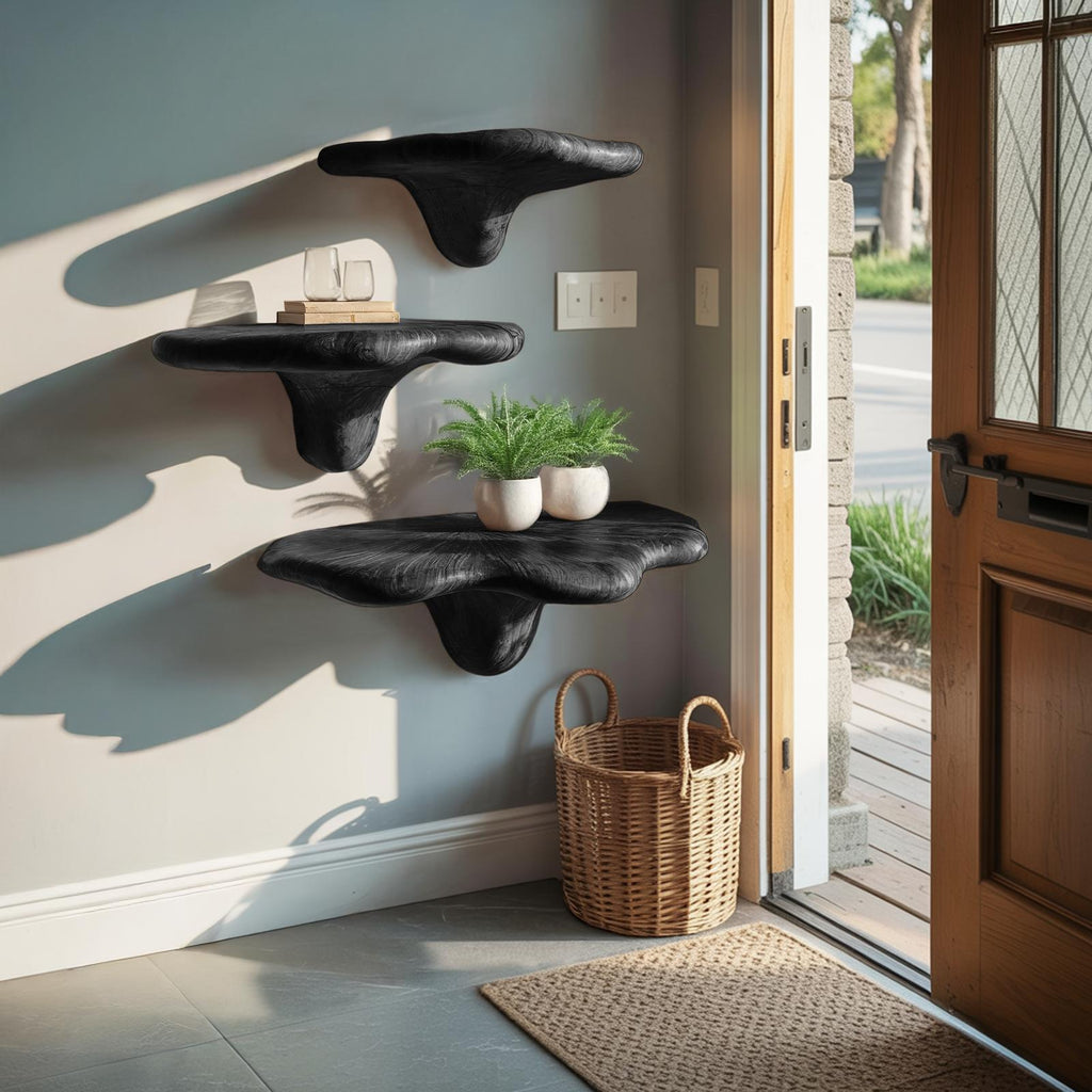 Farmhouse Live Edge Mushroom Shelf For Natural Furniture Decor Style