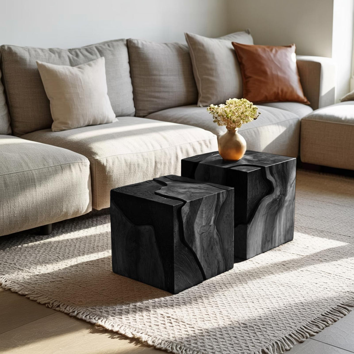 Spry Interior Handcrafted Low Wooden Coffee Table, Solid Wood Center Table for Modern Living Room and Cozy Lounge Interior, SILDTTNCF042