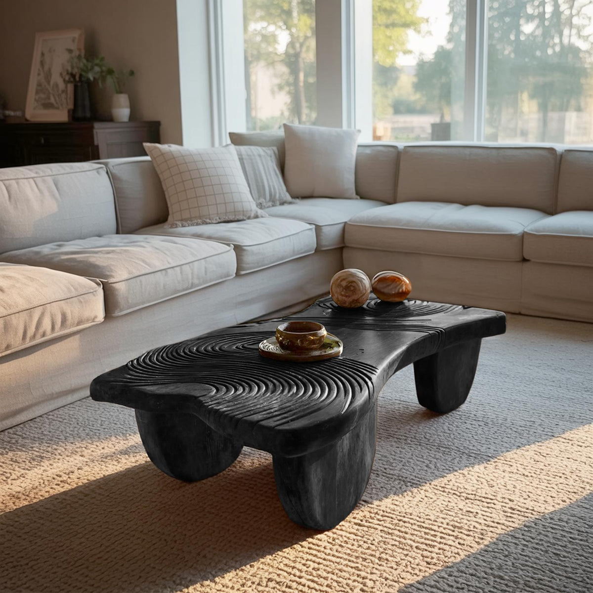 Spry Interior Farmhouse Abstract Solid Wood Coffee Table, Handcrafted Wooden Living Room Accent Center Table, SILDTTRCF053
