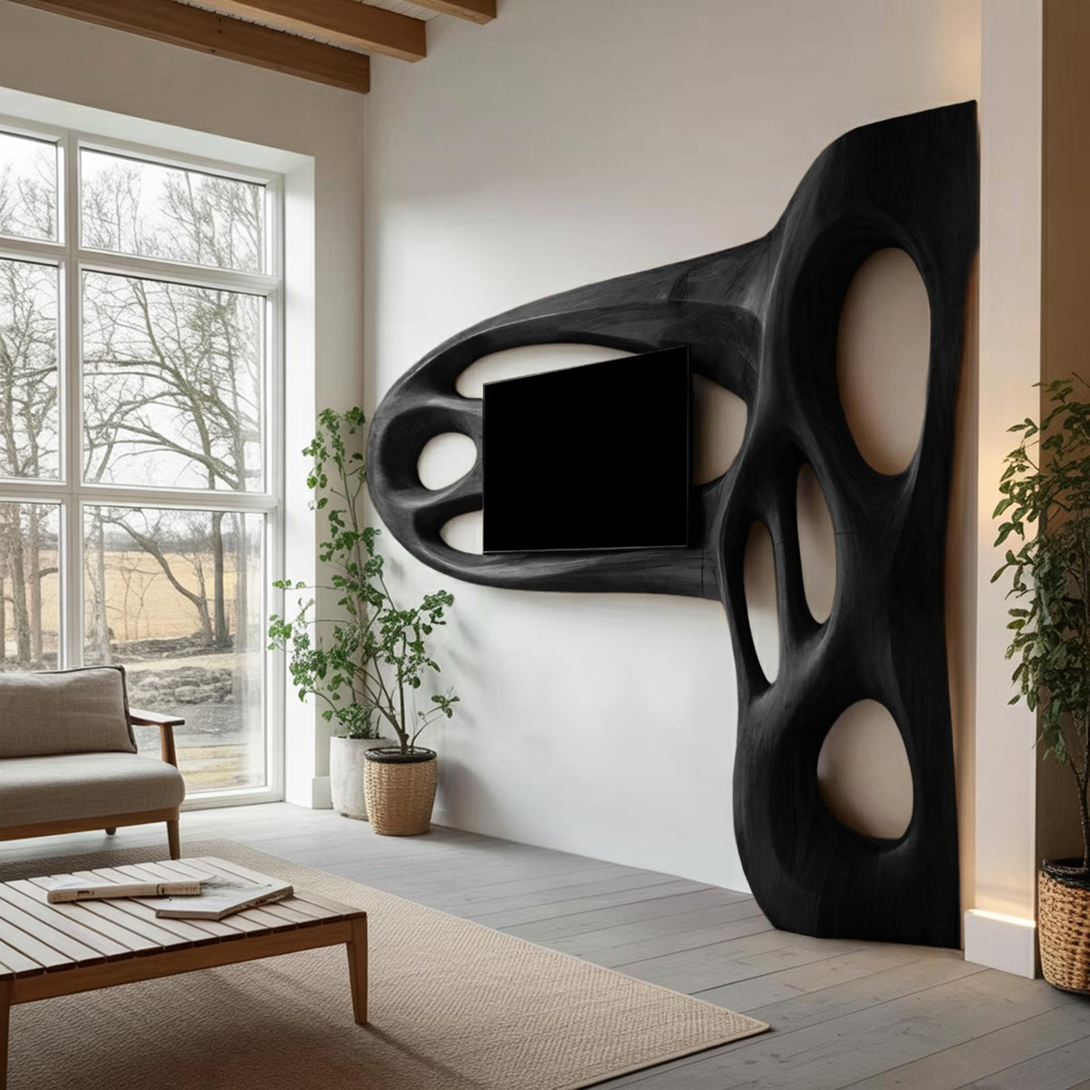 Contemporary Sculptural TV Frame For Living Room Decor