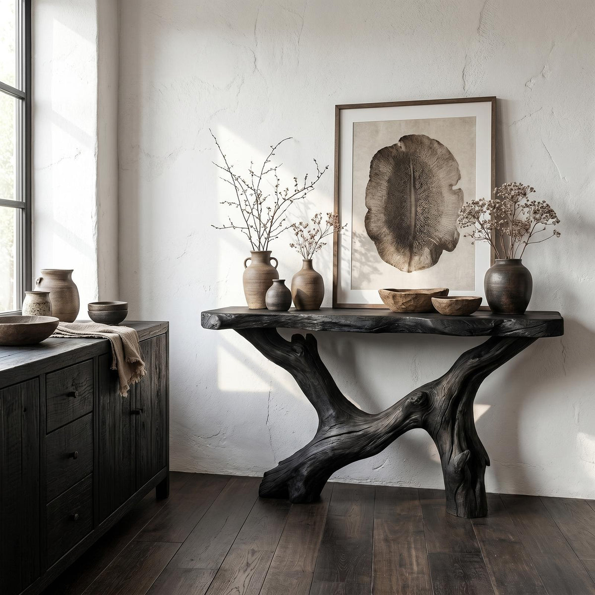Live Edge Console Table Natural Wood Rustic Handmade Gift