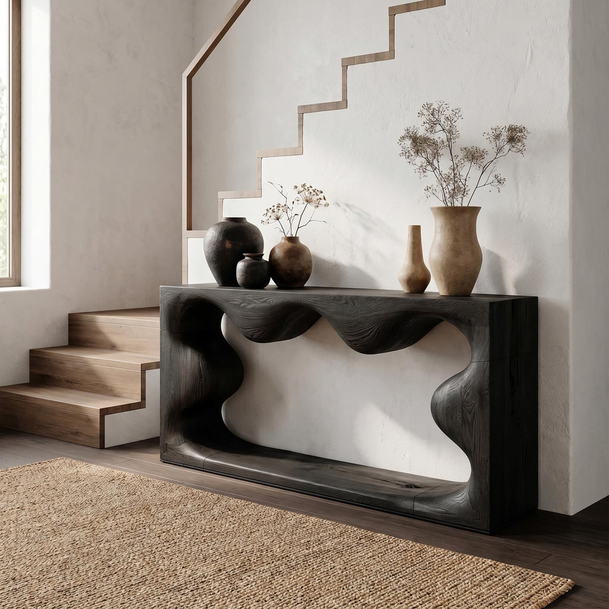 Midcentury Curved Console Table Living Room SINLSACS131