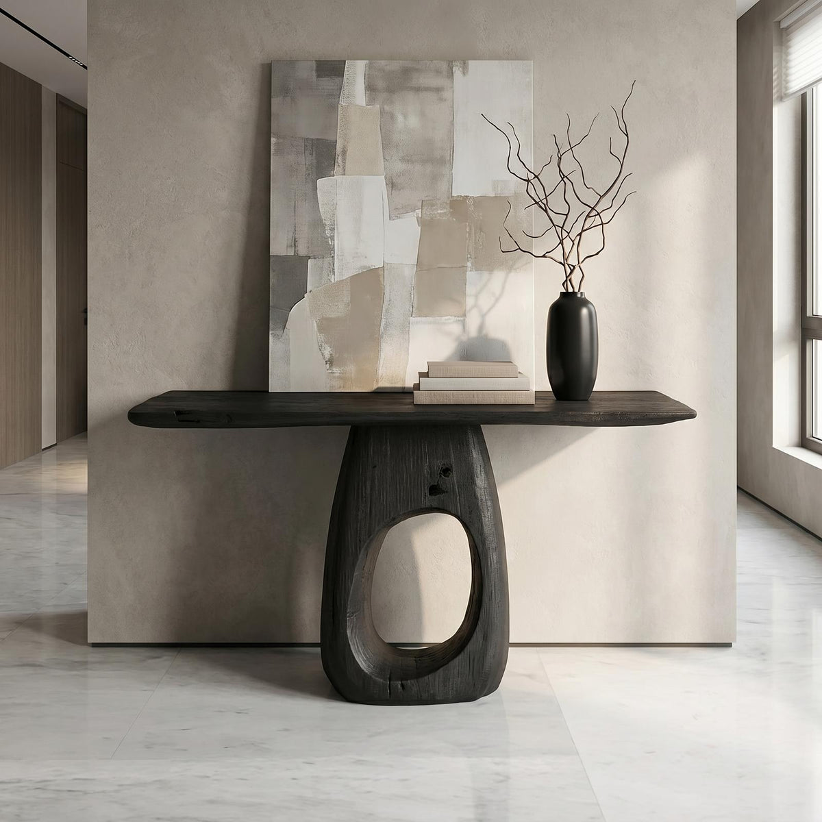 Artisan Organic Handcrafted Wood Console Table, Live Edge Foyer & Living Room Entryway Accent Furniture