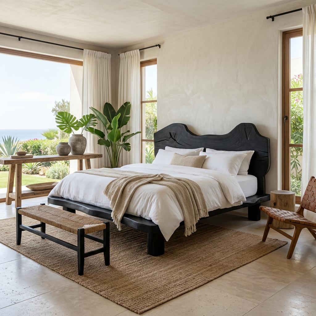 Rustic Live Edge Bed Organic Coastal Bedroom SINLSAWB063