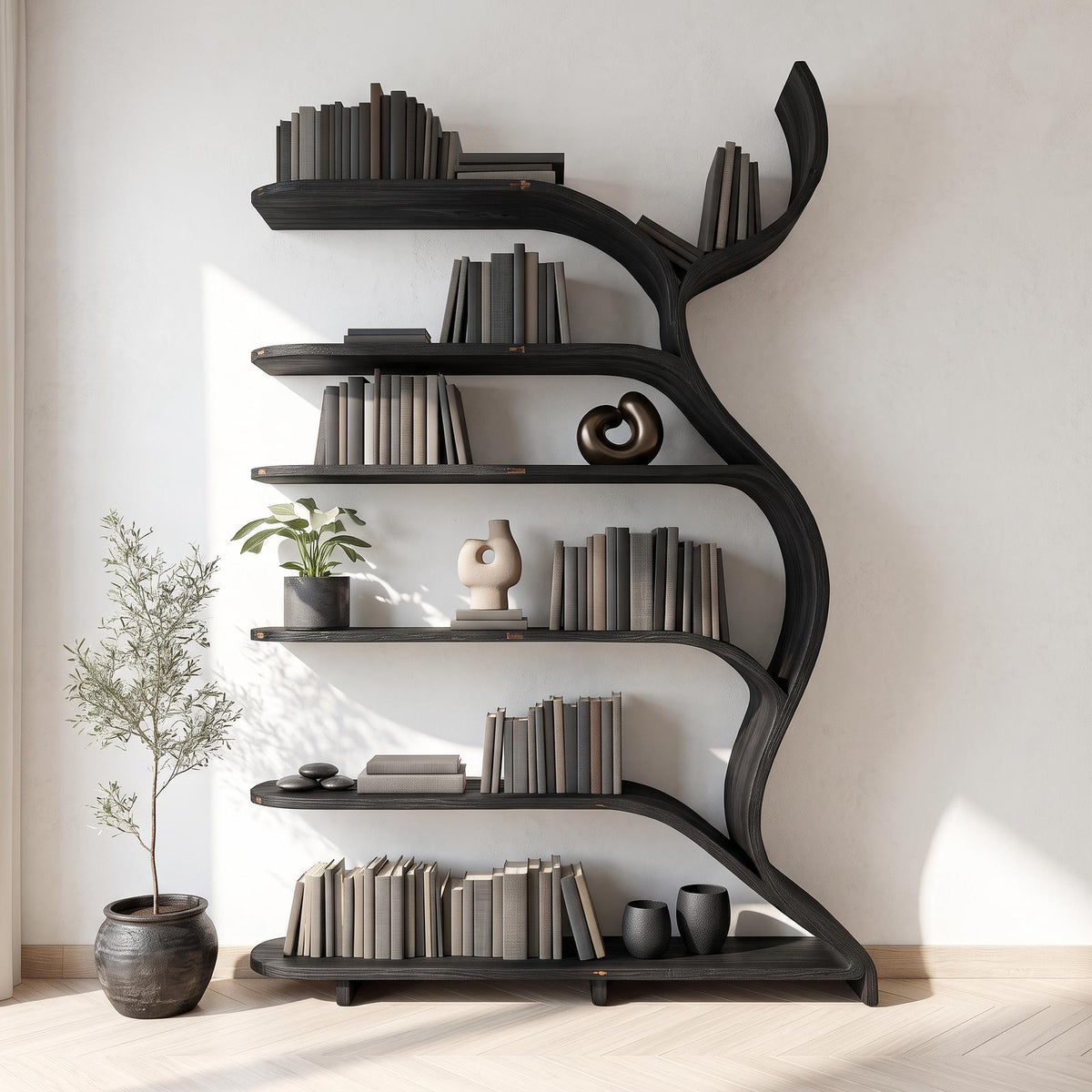 Tree Branch Bookshelf Solid Wood Farmhouse Wall Gift