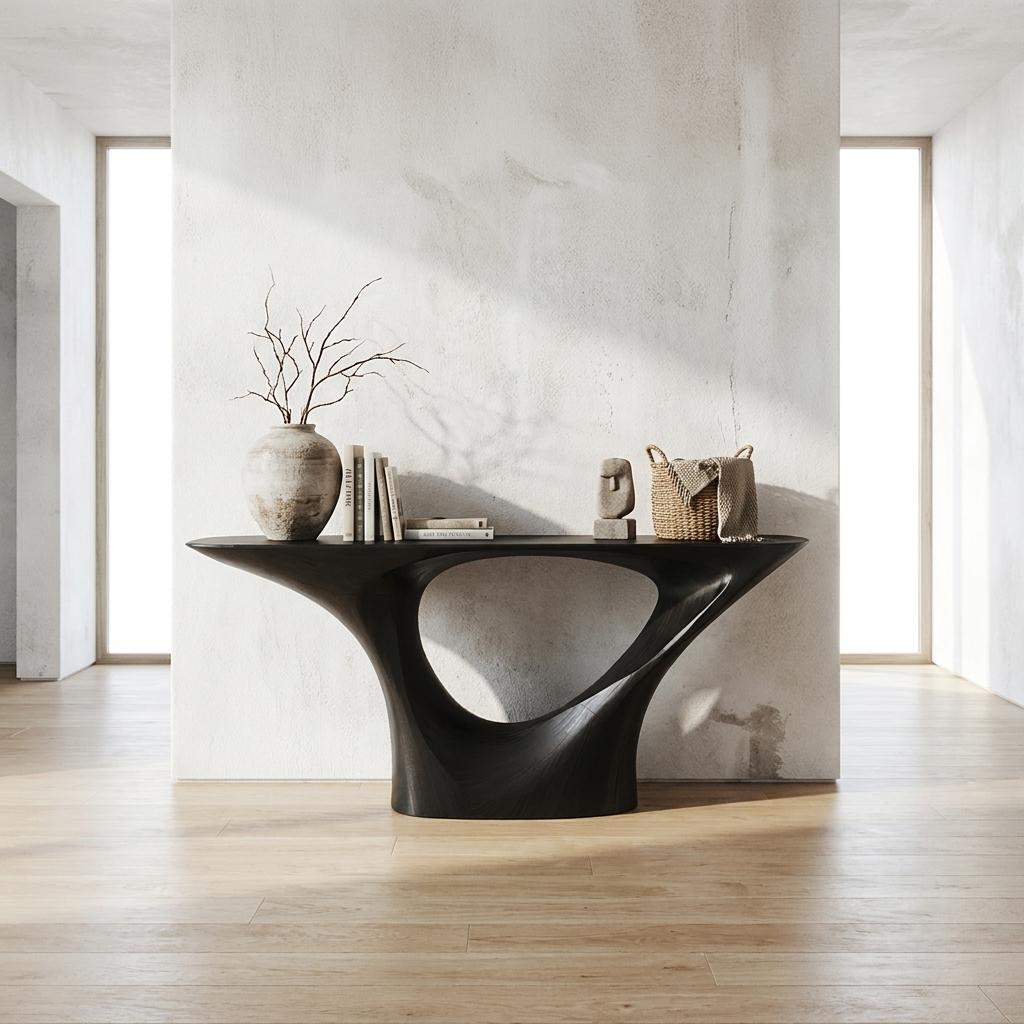 Rustic Wood Console Table, Handcrafted Live Edge Entryway Sofa Accent Table for Living Room