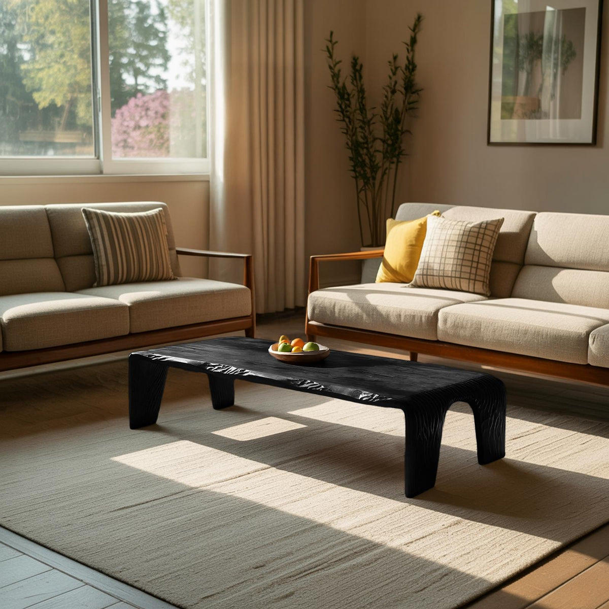 Farmhouse Handcrafted Live Edge Coffee Table, Rustic Solid Wood Slab Accent Table for Living Room Decor