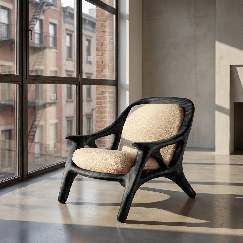 Spry Interior Handcrafted Wooden Accent Chair, Mid-Century Modern Solid Wood Armchair for Living Room Lounge Reading, Model RTTHHNCHR111