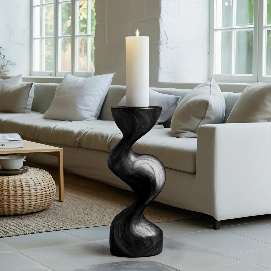 Mid Century Candle Holder, Handcrafted Solid Wood Modern Taper Candelabra Table Centerpiece for Living Room Dining Decor, SILDTTNCDH