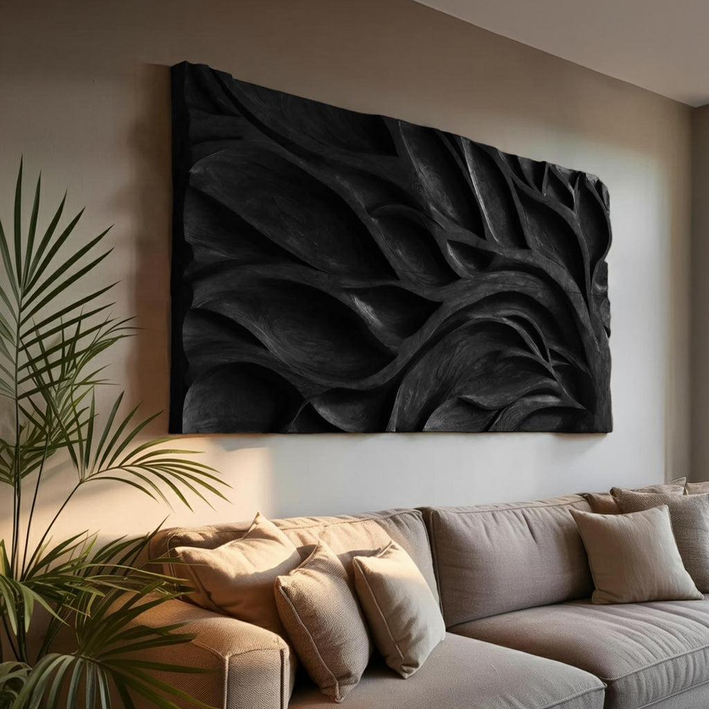 Tree Branch Wall Art Decor, Handcrafted Contemporary Wooden Organic Sculpture Panel for Modern Living Room Office