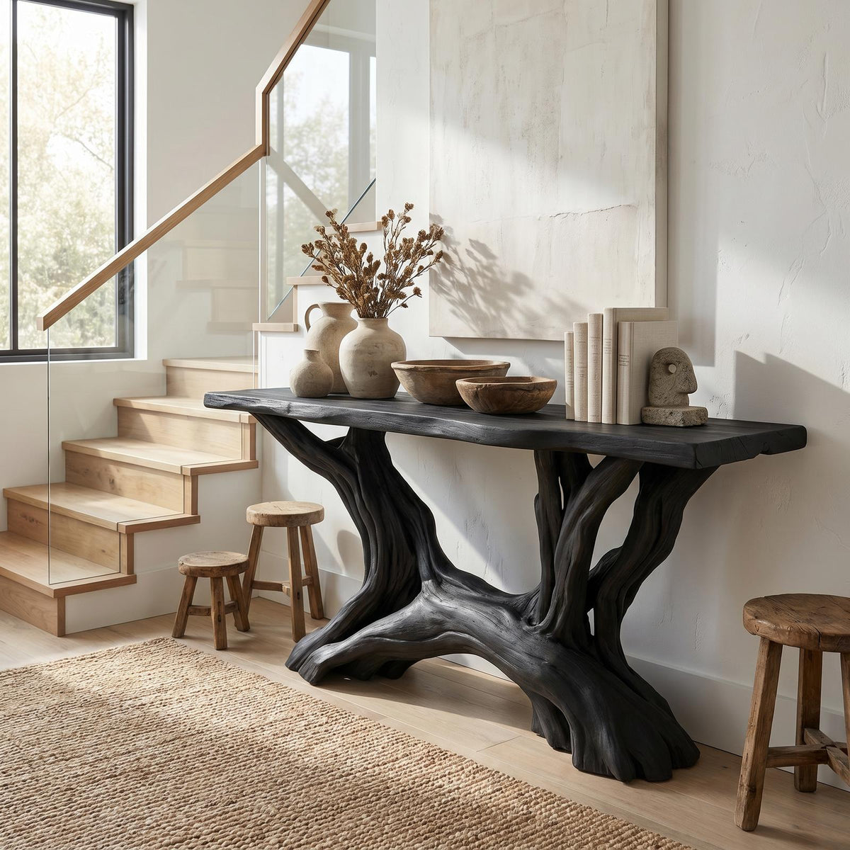 Coastal Rustic Organic Console Table Living Room And Entryway SINLSACS423