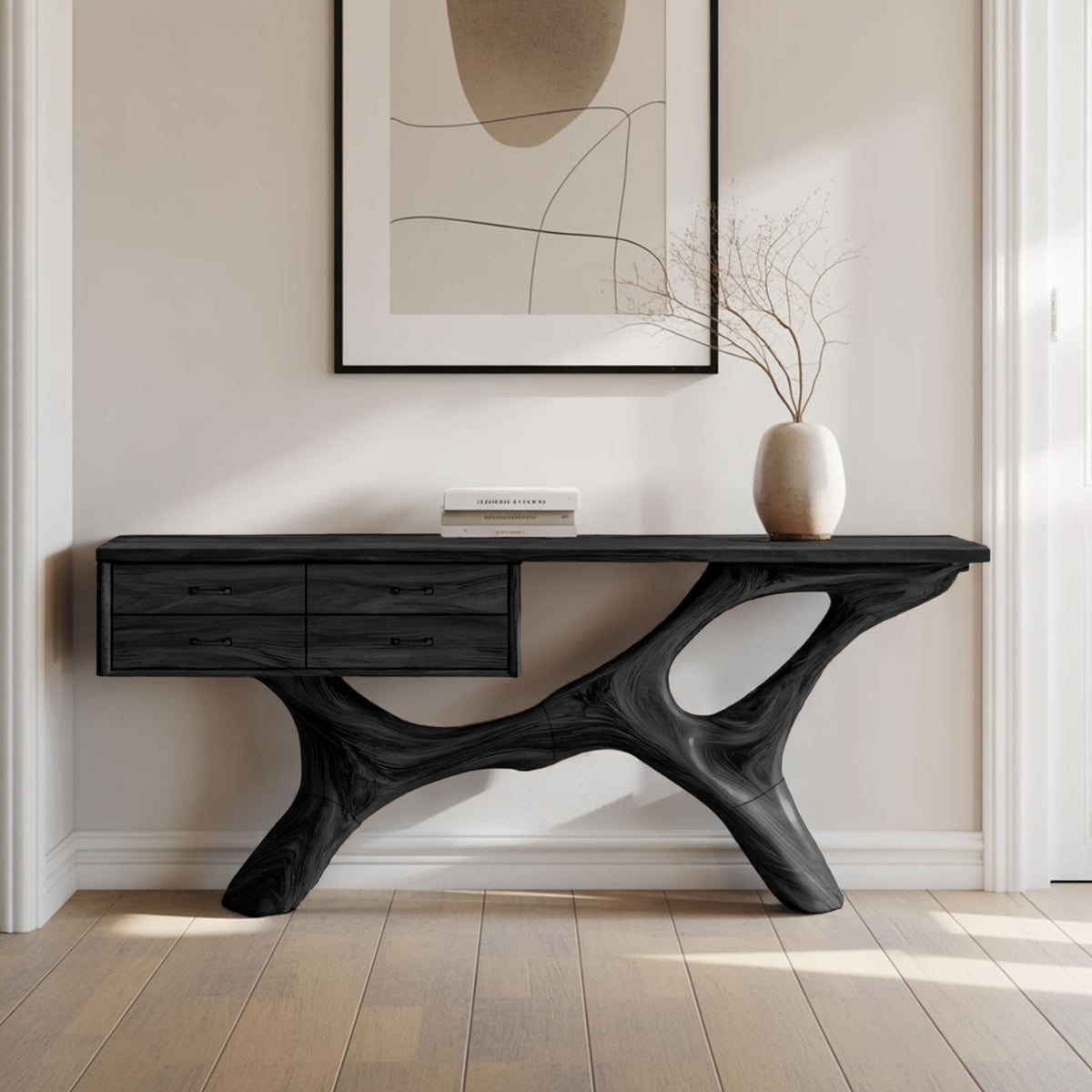 Spry Interior Rustic Live Edge Entryway Console Table, Handcrafted Solid Wood Foyer Accent Table & Bedroom Dressing Vanity, SILDTTNCS021