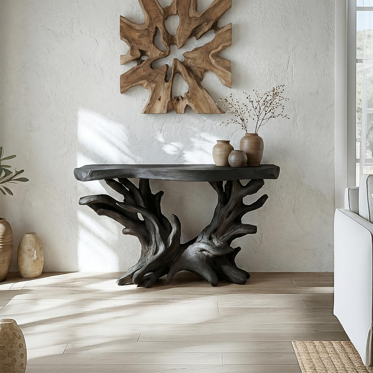 Coastal Rustic Organic Console Table Living Room And Bedroom SINLSACS428