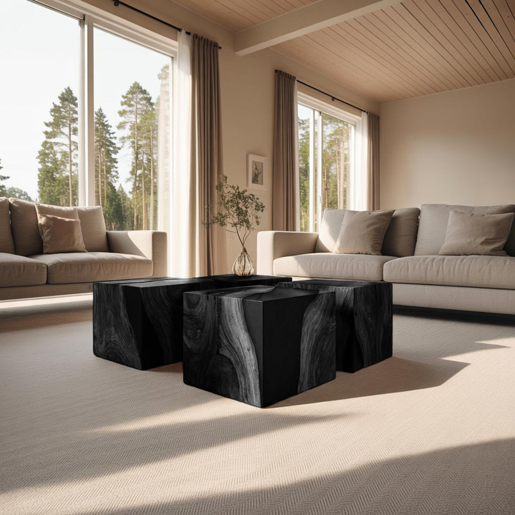 Spry Interior Handcrafted Low Wooden Coffee Table, Solid Wood Modern Center Table for Contemporary Living Room and Office Decor, SILDTTNCF050