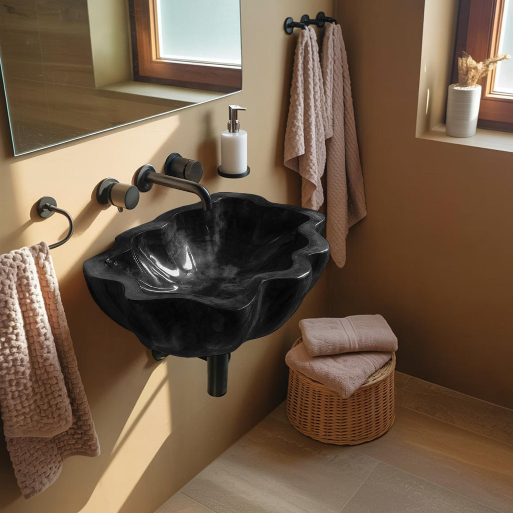 Handcrafted Solid Wood Vessel Sink, Artistic Wooden Bathroom Wash Basin for Vanity Countertops