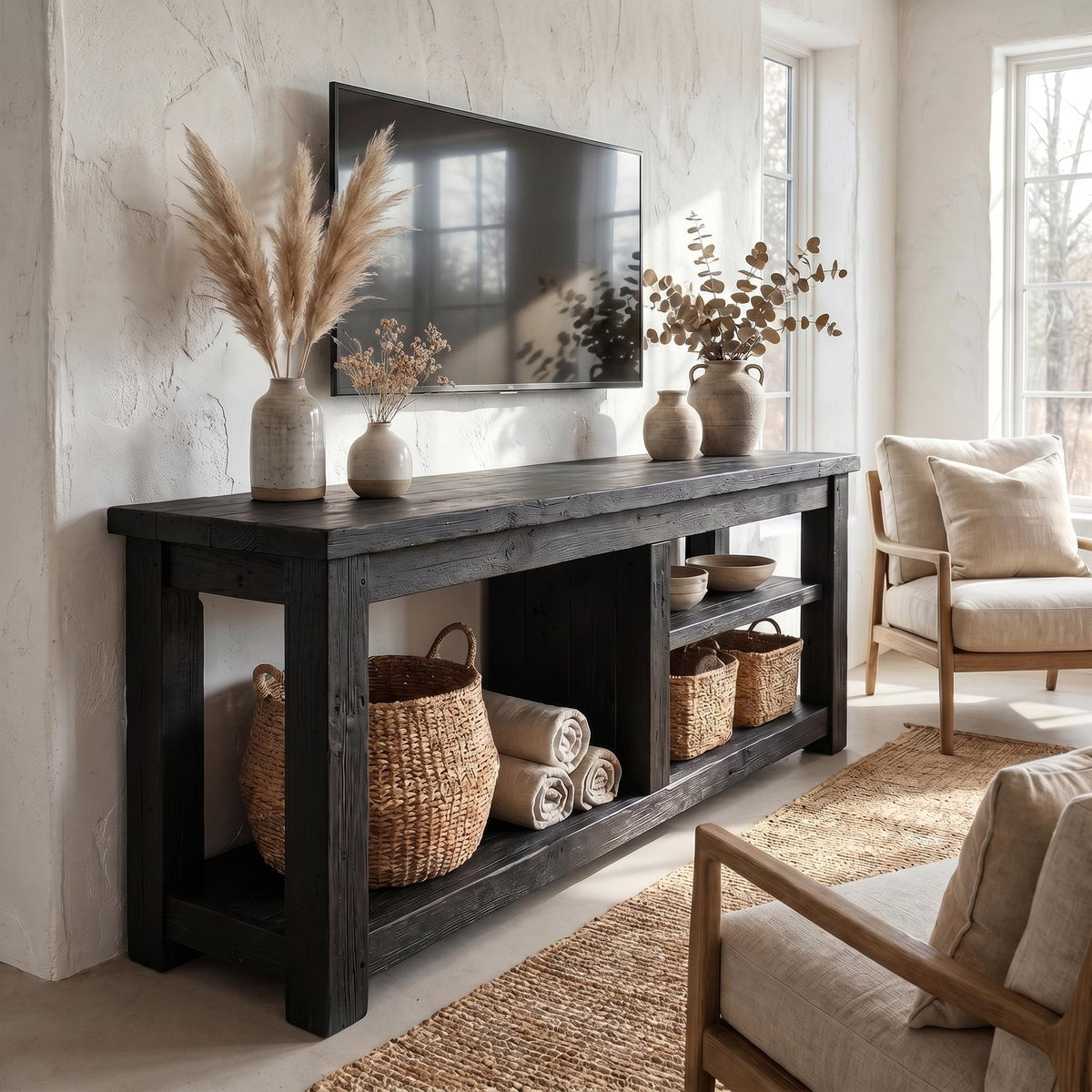 Rustic TV Console Table Living Room