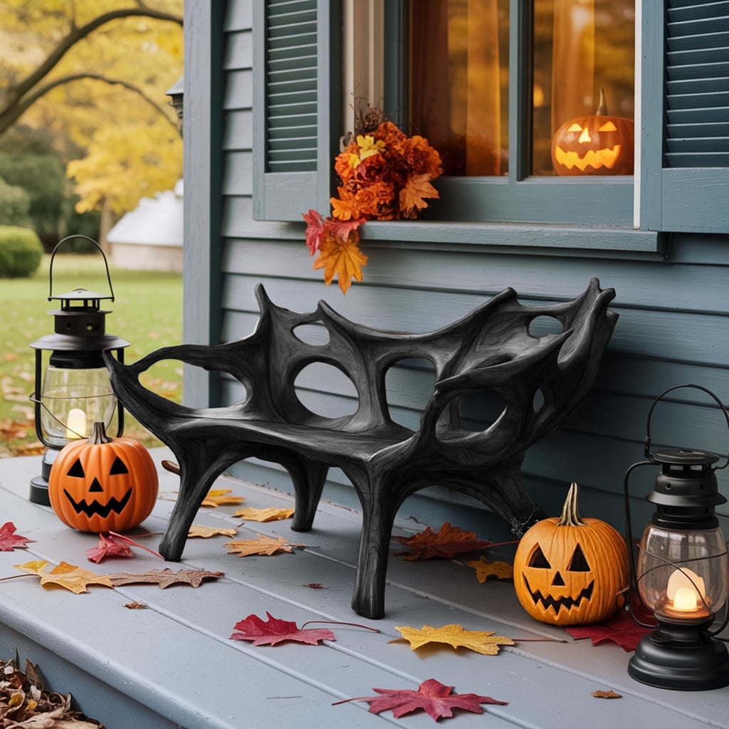 Spry Interior Mid Century Halloween Patio Chair, Unique Handcrafted Solid Wood Outdoor Armchair for Spooky Festive Home Decor, SILDTTNHOB004