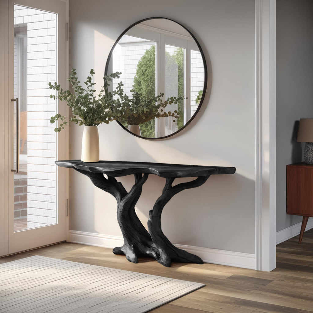Spry Interior Modern Live Edge Console Table, Solid Wood Entryway Sofa Table for Living Room & Bedroom Decor, SILDTTRCS043