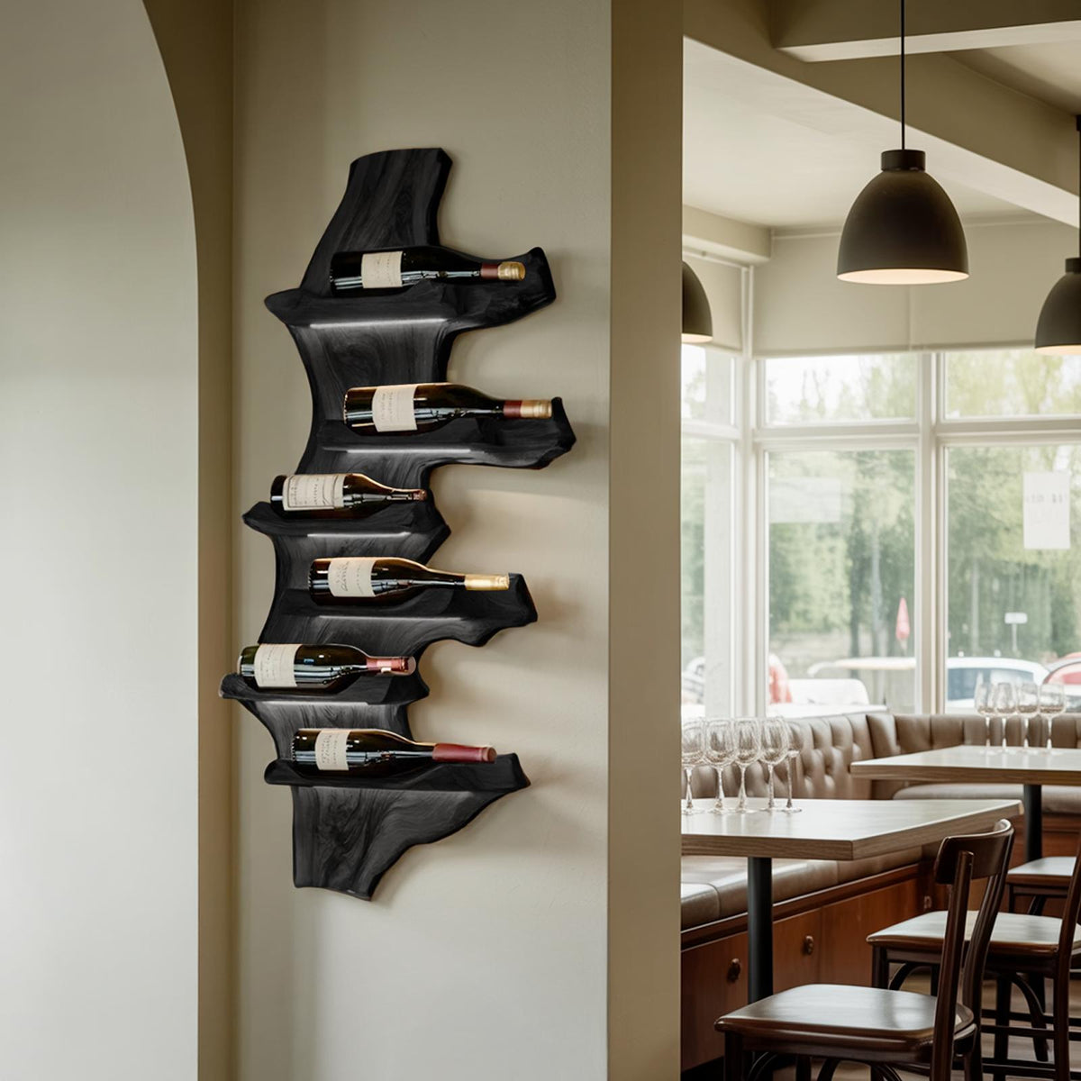 Farmhouse Live Edge Wooden Wine Holder, Rustic Solid Wood Bottle Storage Stand for Entryway Decor