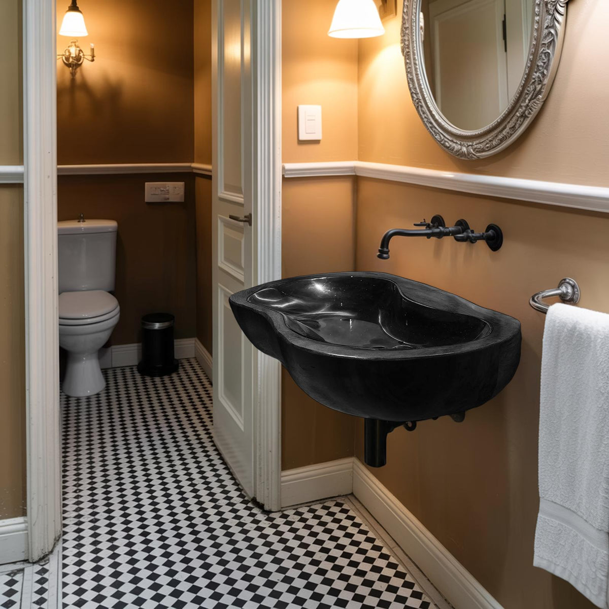 Farmhouse Solid Wood Vessel Sink, Rustic Handcrafted Wooden Bathroom Wash Basin for Vanity Decor