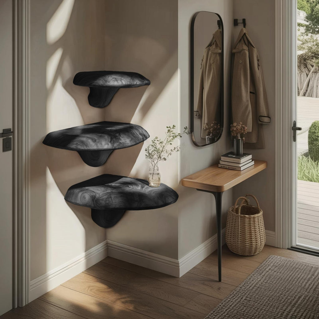 Farmhouse Solid Wood Mushroom Shelf For Bedroom Decor And Furniture Design