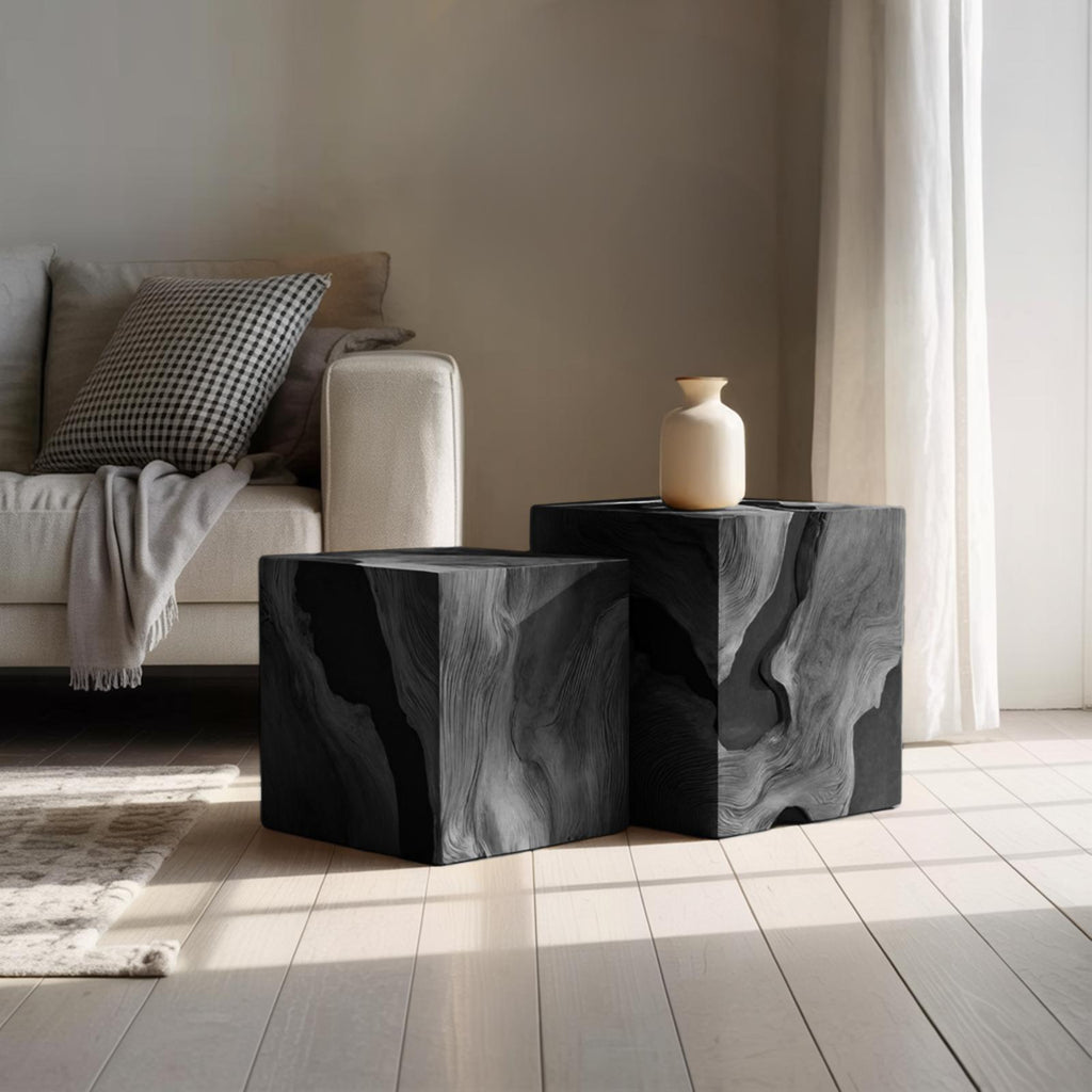 Spry Interior Handcrafted Solid Wood Square Coffee Table, Modern Wood Accent Side Table & Bedside Nightstand for Foyer Decor, SILDTTNCF038