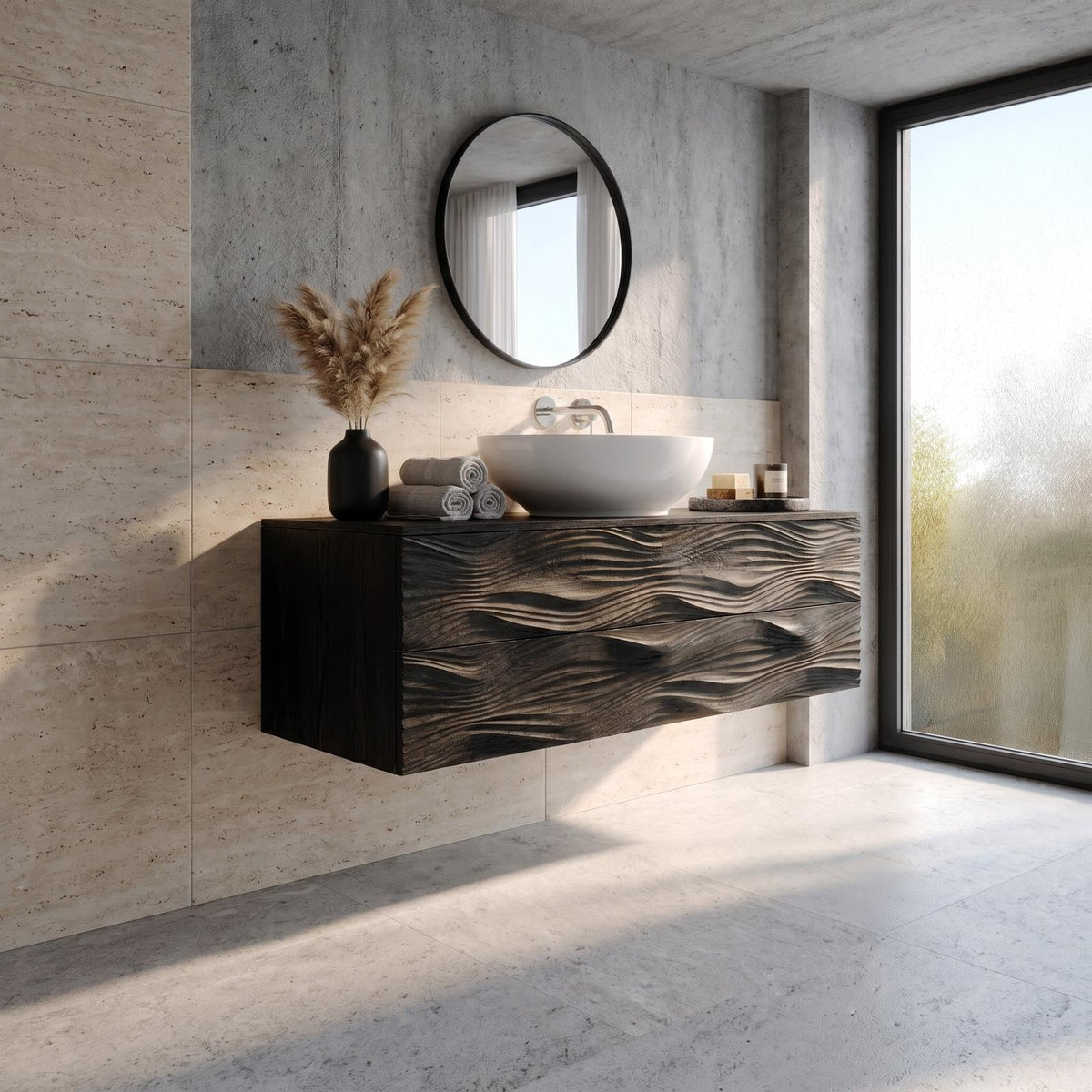 Modern Bathroom Vanity With Integrated Drawers For Bathroom