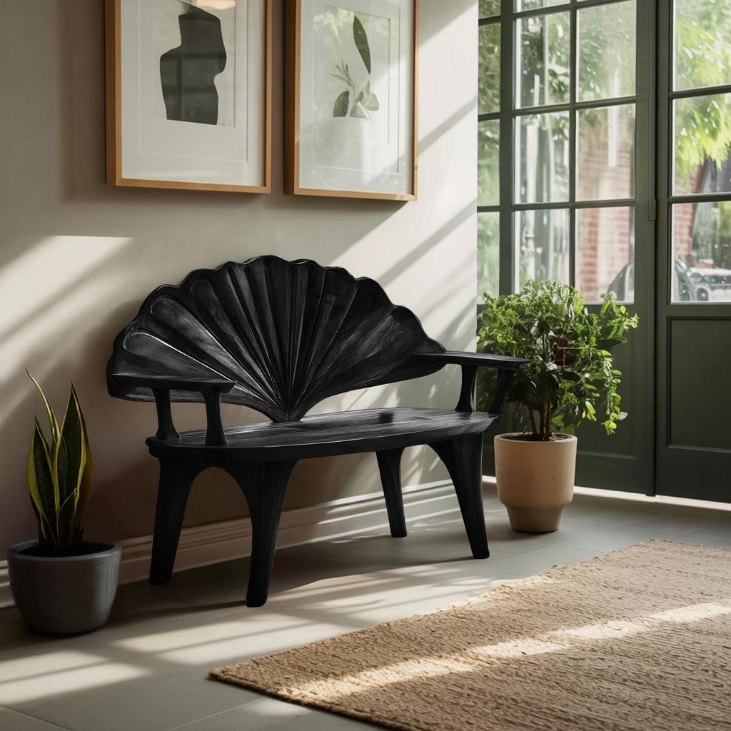 Rustic Solid Wood Entryway Bench, Handcrafted Wooden Mudroom Seating & Hallway Decor Accent Bench