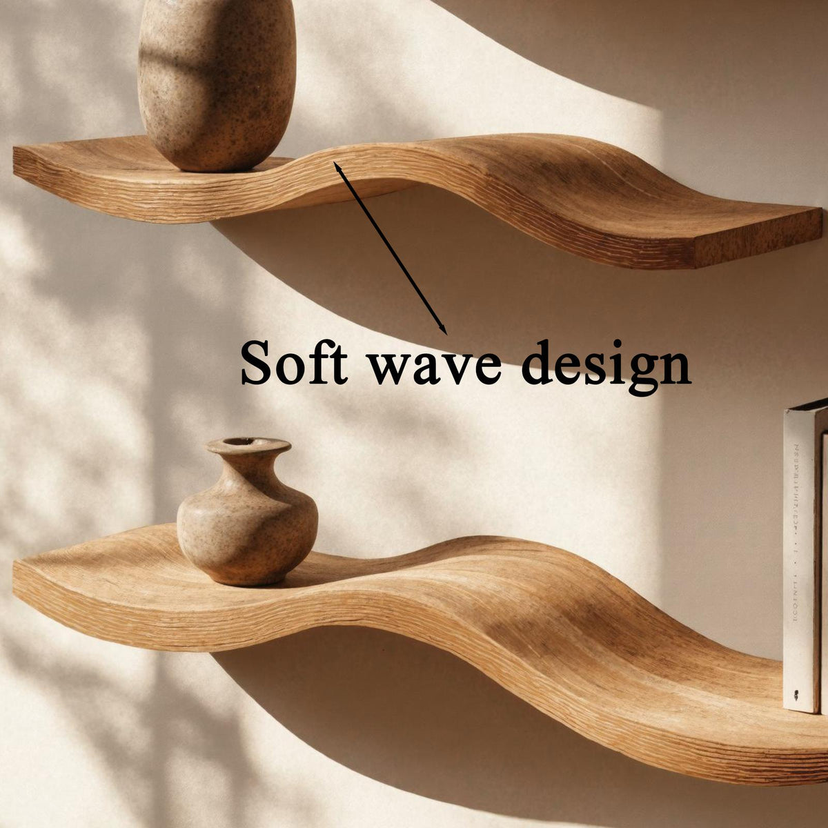 Wavy Wood Floating Shelves Living Room Farmhouse Live Edge Shelf