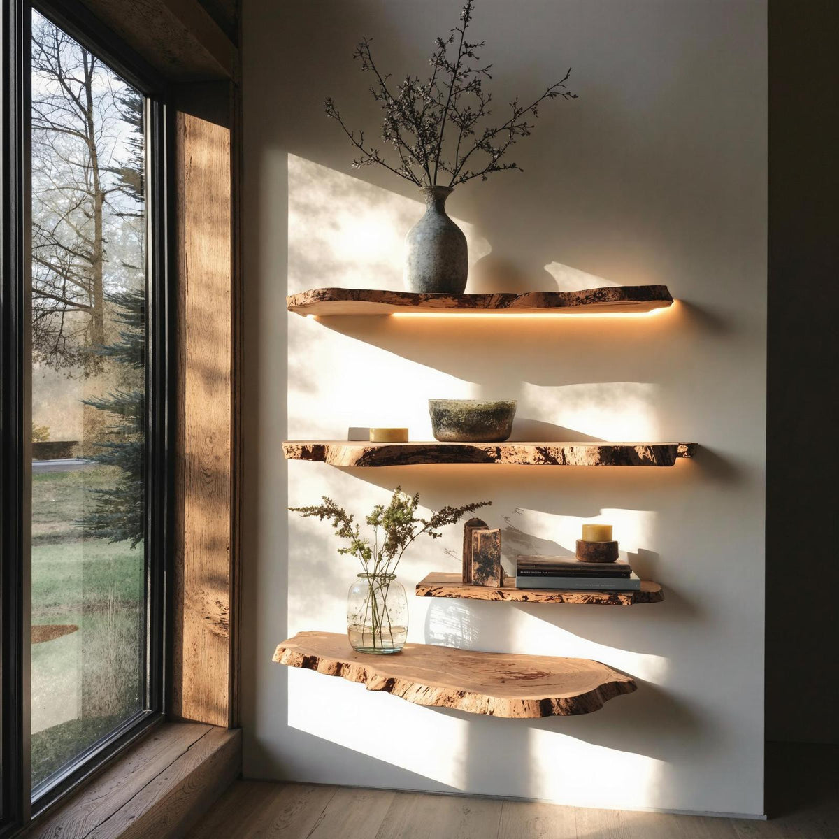 Farmhouse Live Edge Floating Shelf Charming Bedroom Style SILDTFL160