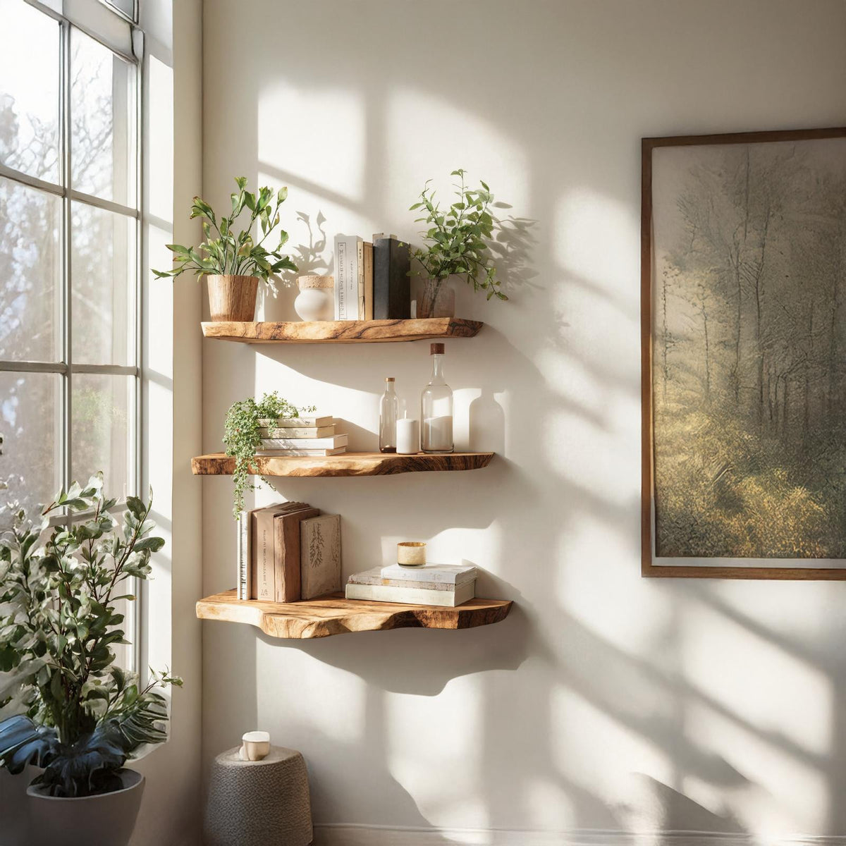 Handcrafted Live Edge Floating Bookshelf Furniture Decor SILDTFL157