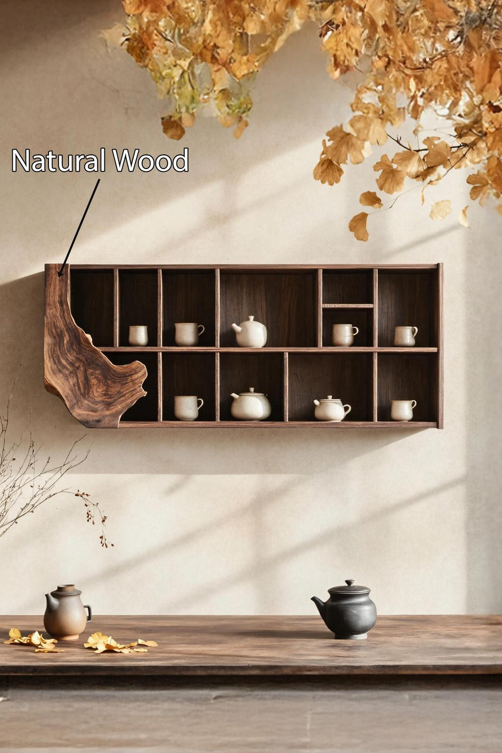 Farmhouse Live Edge Floating Shelf, Rustic Solid Wood Wall Shelf for Kitchen, Bathroom, Living Room Decor Display