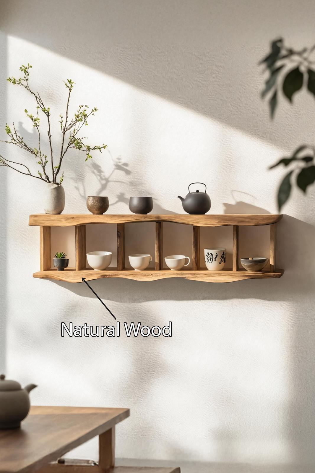 Rustic Solid Wood Bookshelf, Wall-Mounted Bookcase & Storage Shelves for Bedroom, Living Room Home Office Decor
