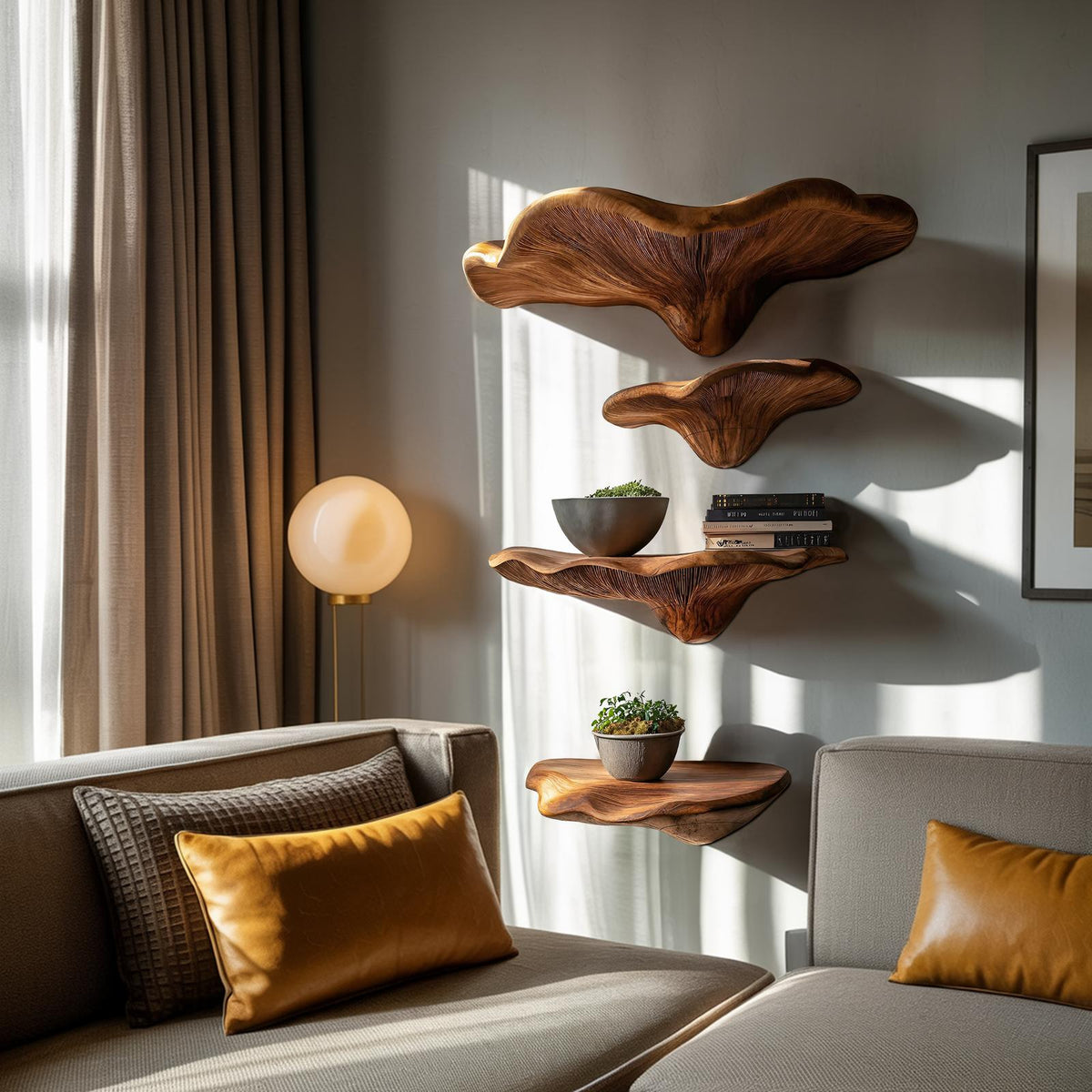 Farmhouse Solid Wood Mushroom Shelf For Bedroom Decor And Storage