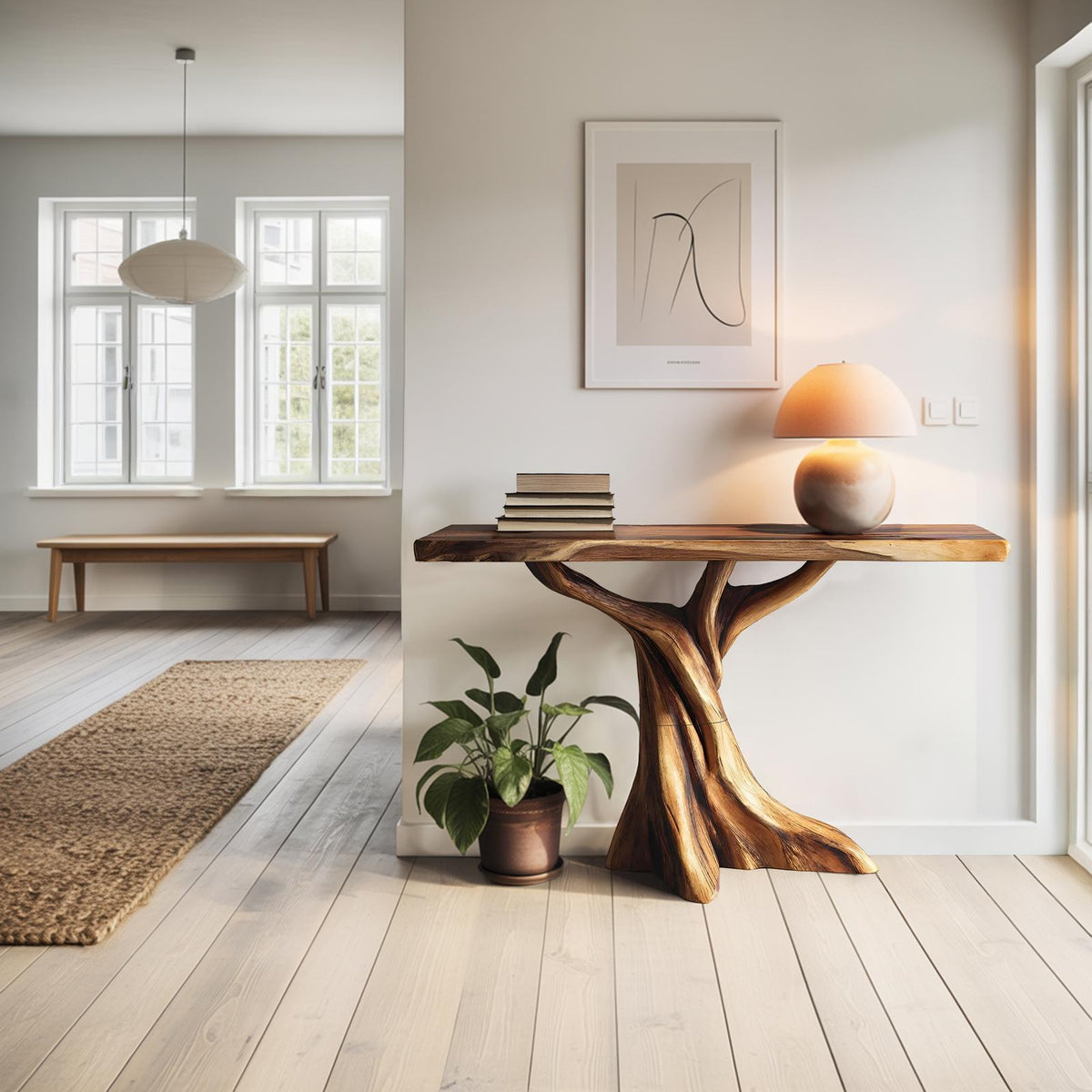Spry Interior Farmhouse Solid Wood Console Table, Organic Sculptural Wooden Entryway and Bedroom Accent Table for Home Decor, SILDTTNCS076