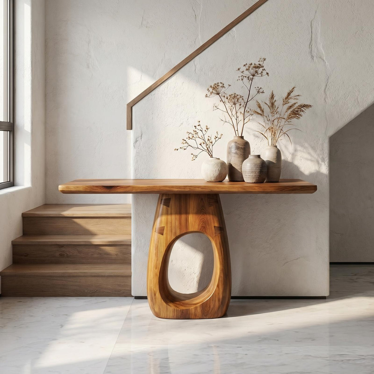 Artisan Organic Handcrafted Wood Console Table, Live Edge Foyer & Living Room Entryway Accent Furniture