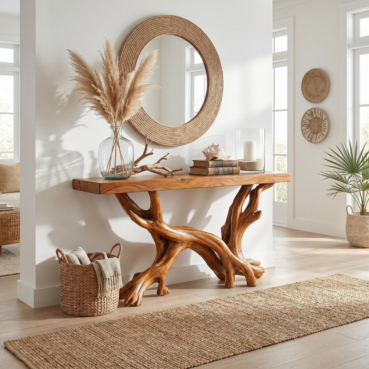 Rustic Coastal Console Table Living Room And Hallway