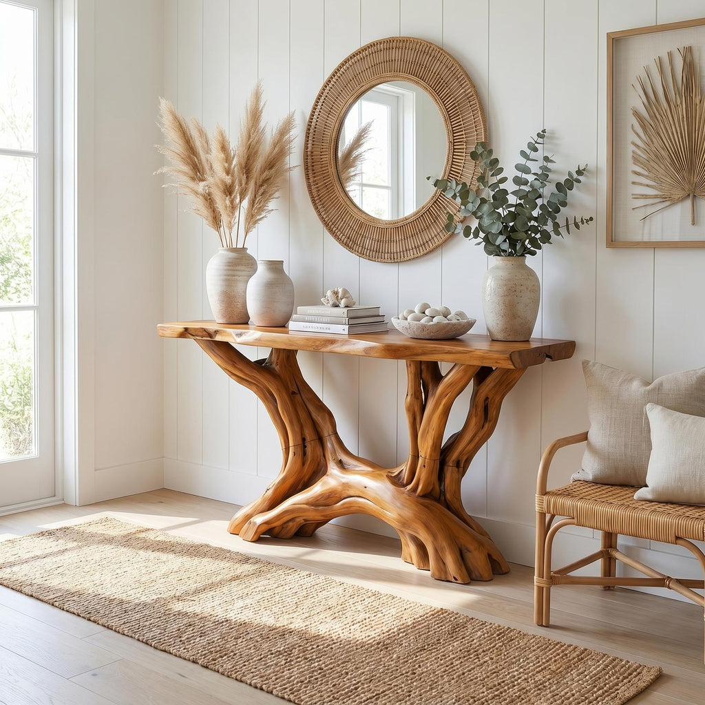 Coastal Rustic Organic Console Table Living Room And Entryway SINLSACS423