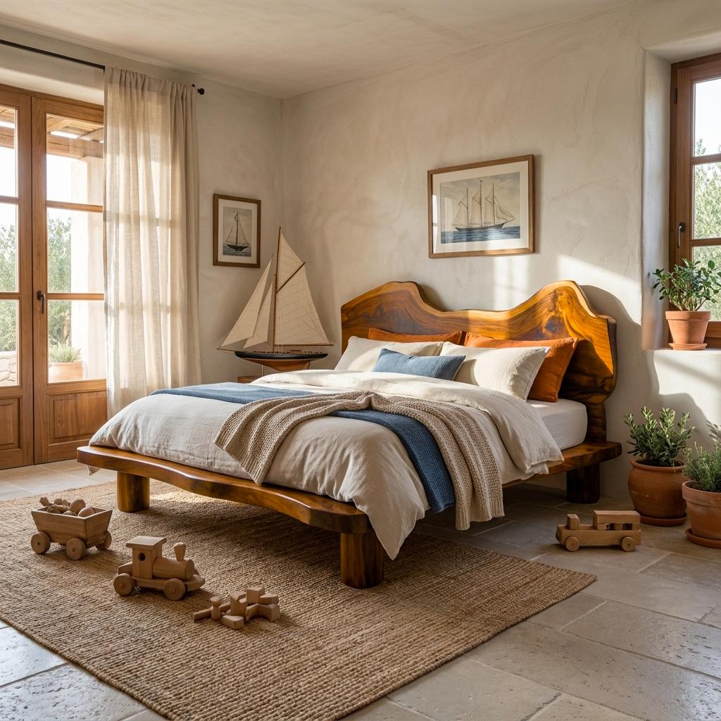 Rustic Live Edge Bed Organic Coastal Bedroom SINLSAWB063