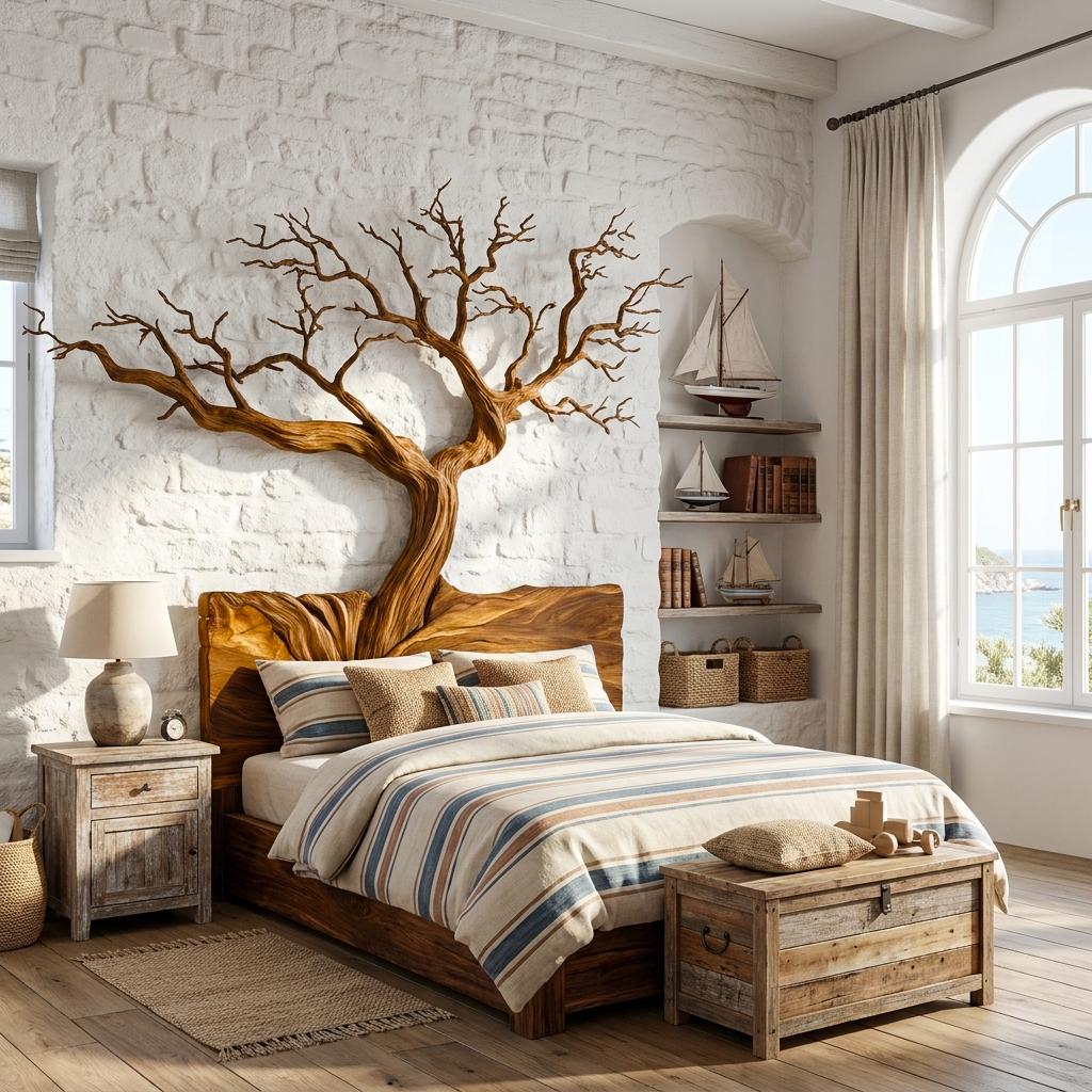 Rustic Sculptural Wall Headboard Art For Bedroom And Master Suite