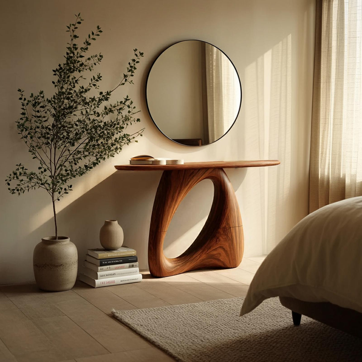Mid Century Live Edge Wood Console Table, Organic Modern Hallway Entryway Accent Table with Metal Legs