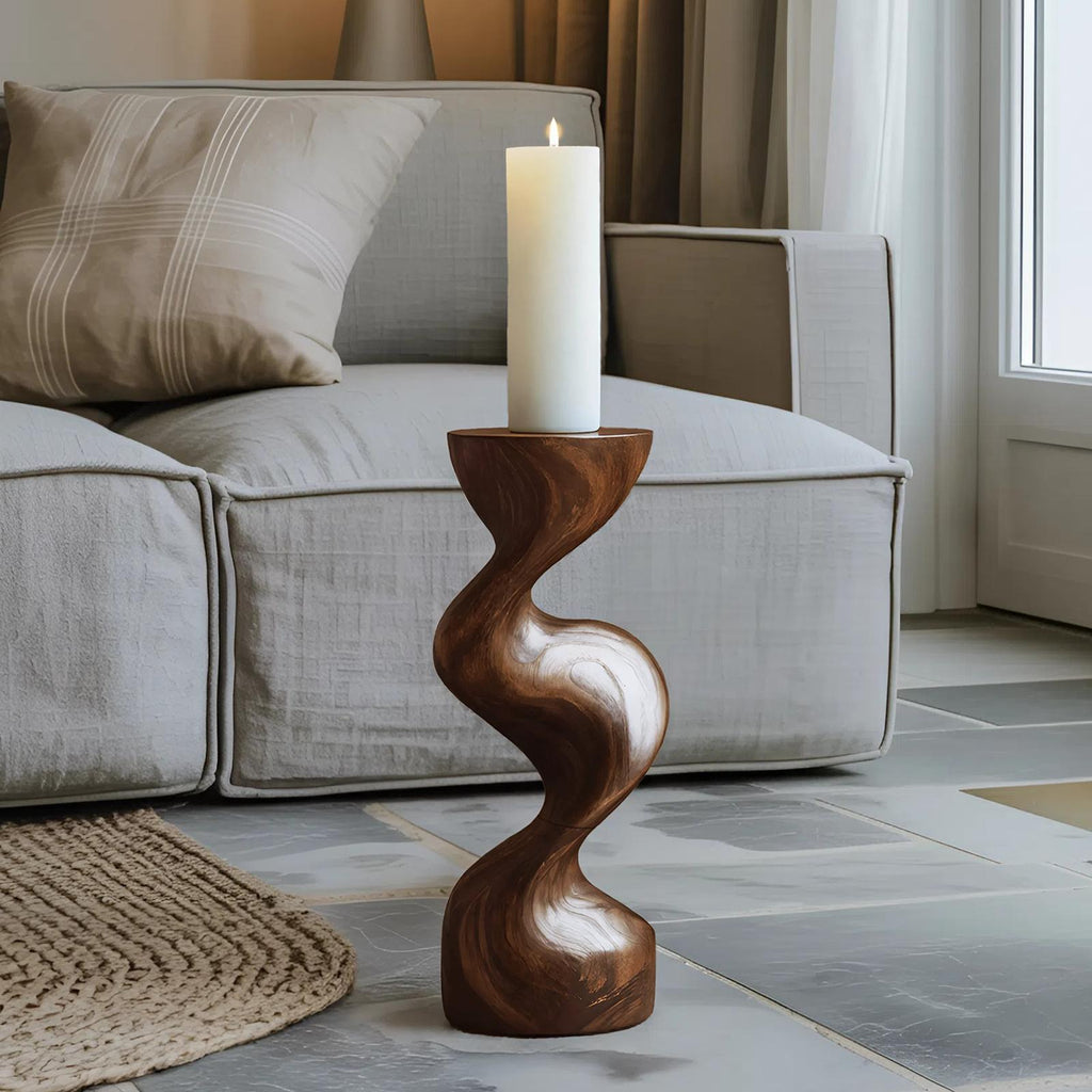 Mid Century Candle Holder, Handcrafted Solid Wood Modern Taper Candelabra Table Centerpiece for Living Room Dining Decor, SILDTTNCDH
