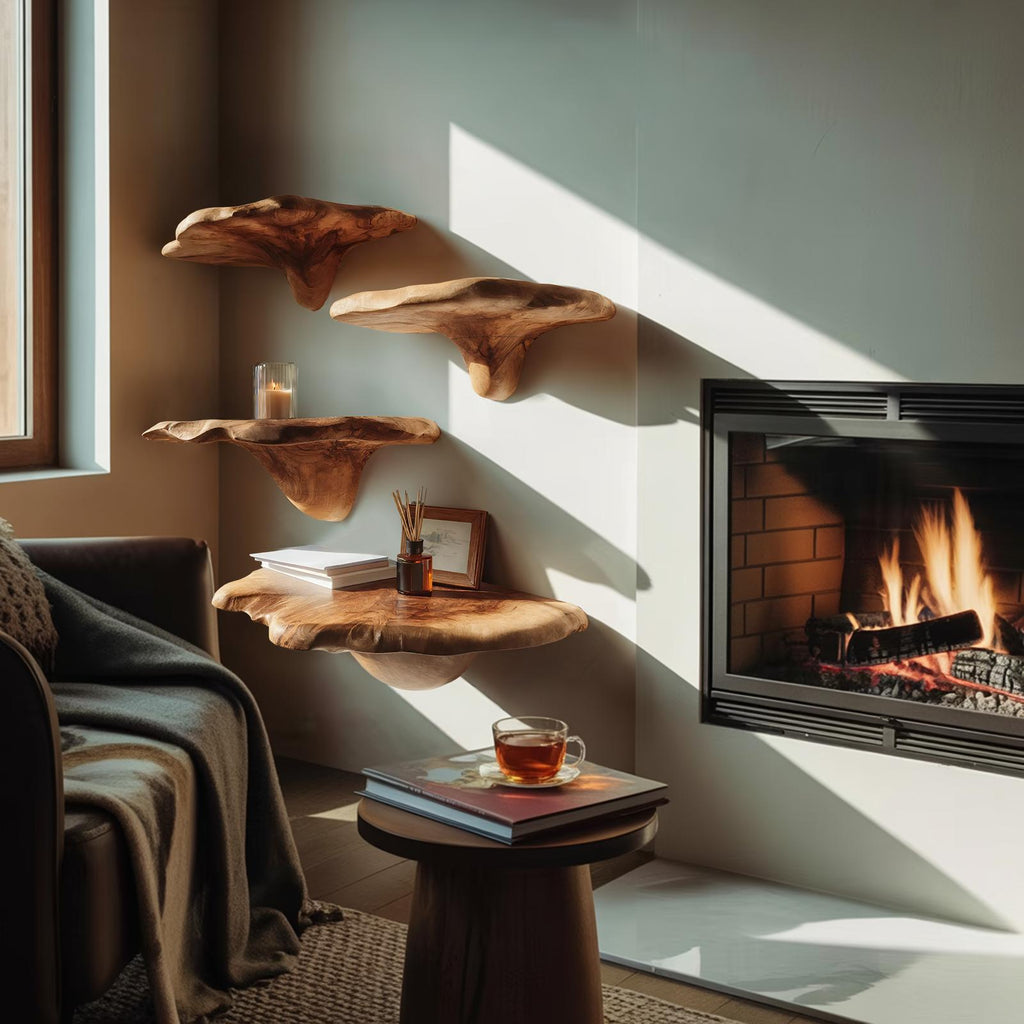 Mid Century Live Edge Mushroom Shelf For Stylish Furniture Decor