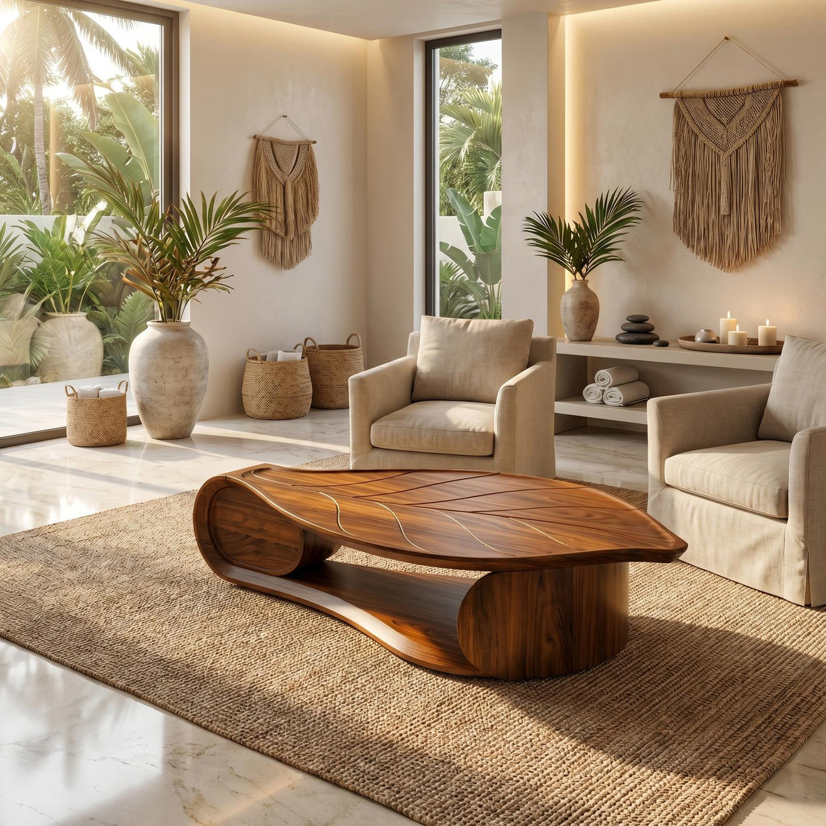 Spry Interior Organic Sculptural Solid Wood Coffee Table, Handcrafted Live Edge Abstract Center Table for Living Room Accent, SINLSACF332
