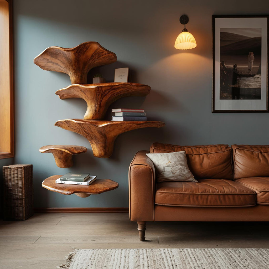 Modern Solid Wood Mushroom Shelf For Entryway Design And Display