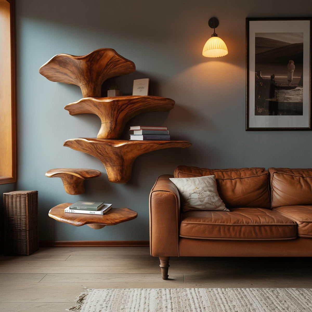 Modern Solid Wood Mushroom Shelf For Entryway Design And Display
